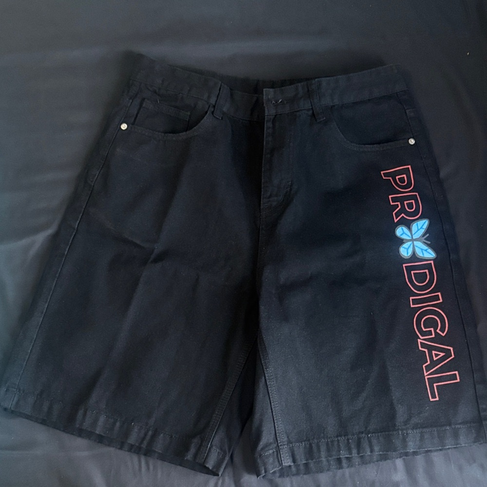 Women's Black Shorts with Blue Accent - Picture 3 of 6